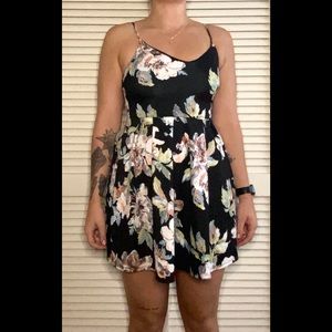 Soprano Black Floral A-Line Dress. Size Small.